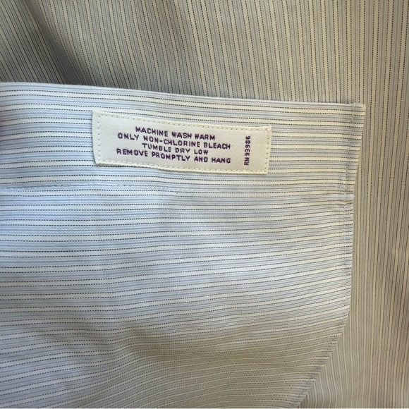BROOKS BROTHERS Men's Classic Light Blue Striped Short Sleeve Shirt Size 16 - Picture 5 of 8